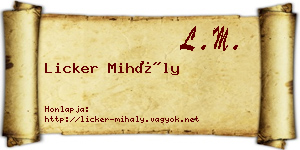 Licker Mihály névjegykártya